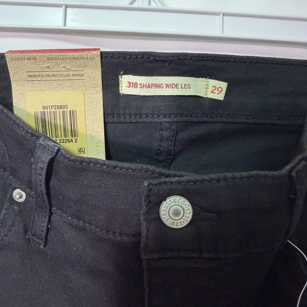 Levis 318 Shaping Wide Leg Jeans Darkest Sky Indigo High Rise Stretch 30 Womens - Picture 10 of 10